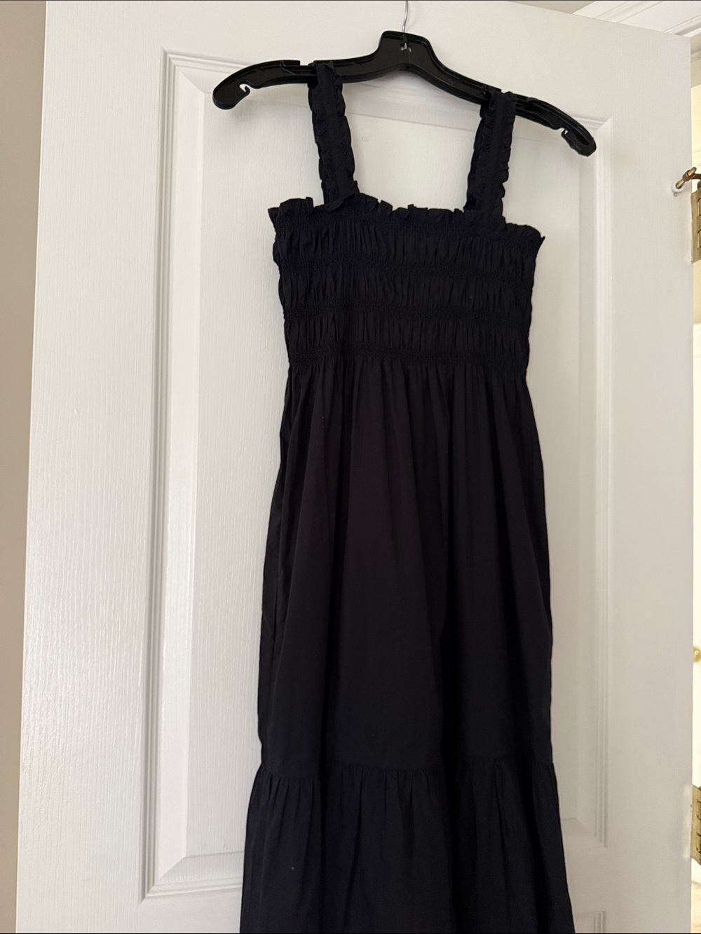 French Connection Black Smocked Sundress with Wide Straps